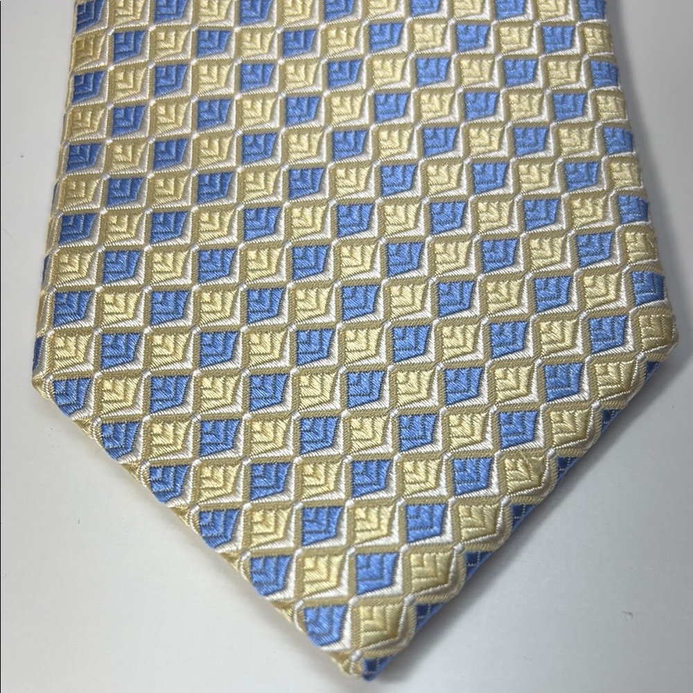 Michael Kors Blue and Gold Geometric Silk Tie